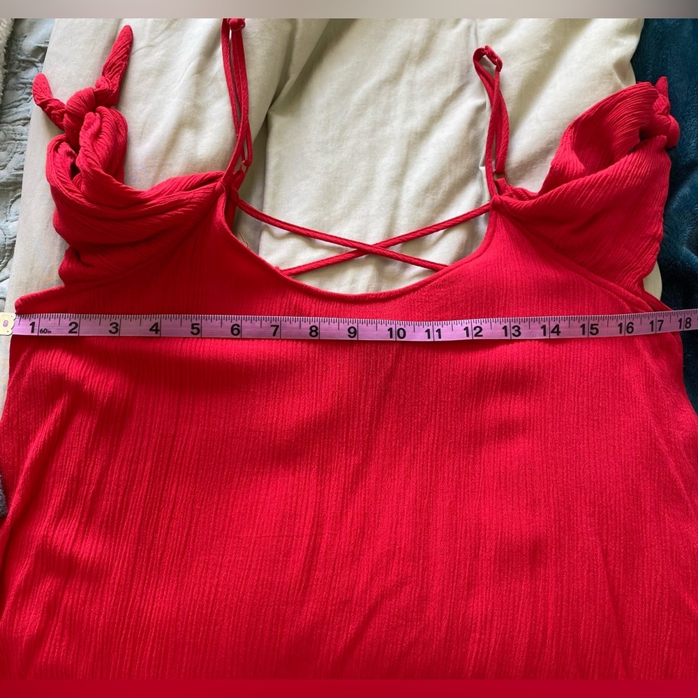 Cherry Red Open Shoulder Blouse - Picture 4 of 4